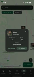 A shared lion sighting on the Bushwak map in Kruger National Park
